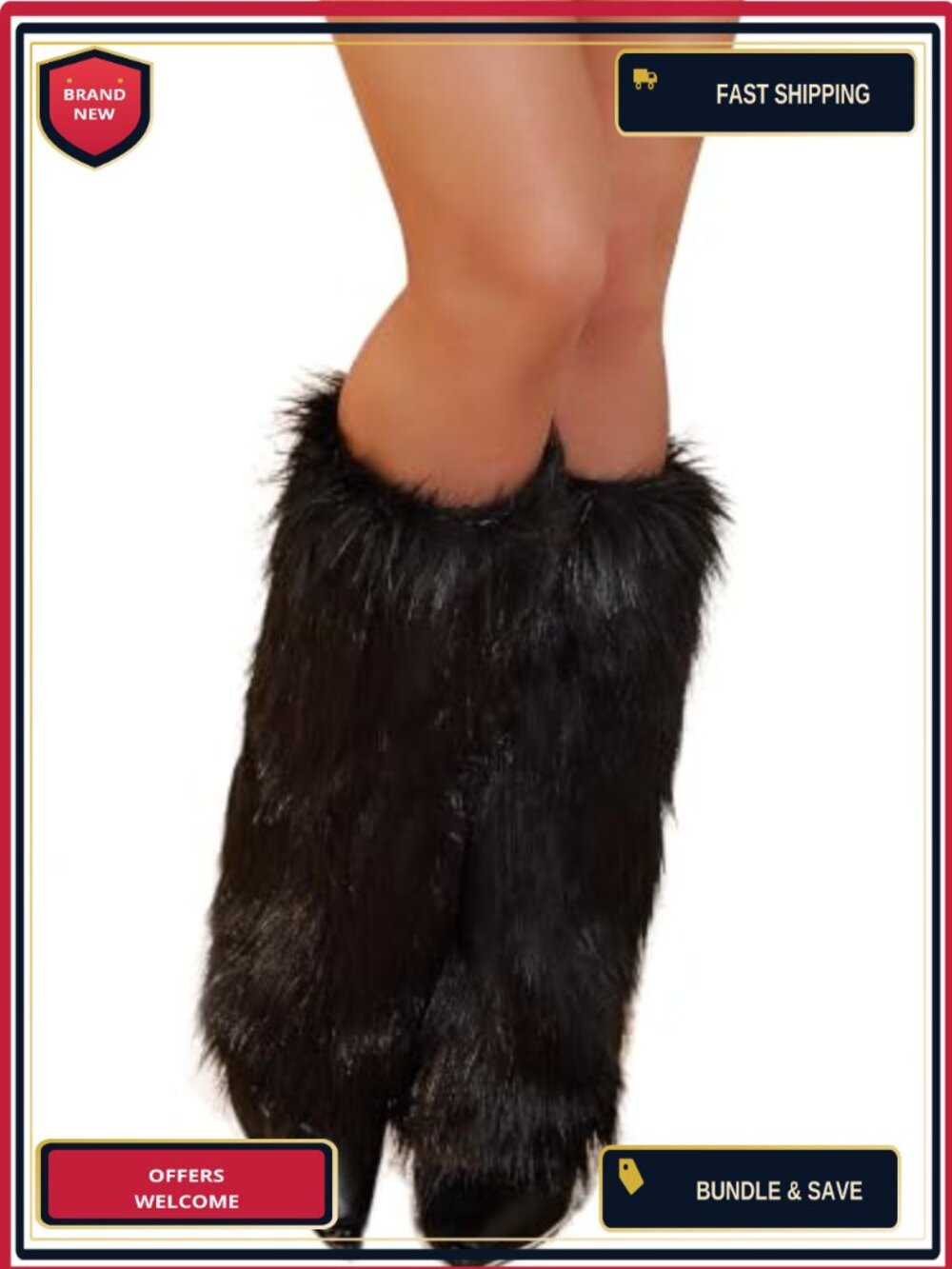 Fuzzy Faux Fur Leg Warmers Winter Boot Cuffs Covers